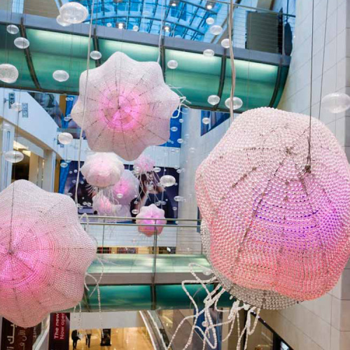 Multicoloured shopping mall suspended pendant light