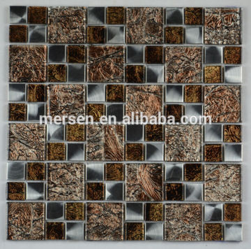 glass mix stainless steel mosaic tiles for kitchen wall