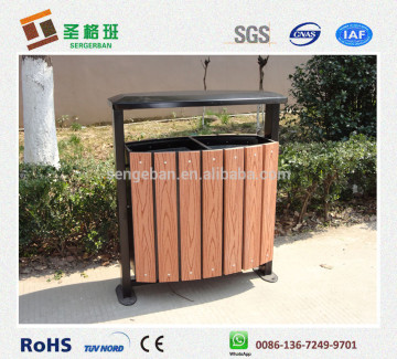 Outdoor Wood Plastic Composite Trash Bin, trash can