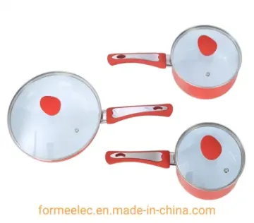 Sauce Pan Frying Pan 6 Pieces Cookware Saucepan Frypan Double Bottom Aluminum Cookware Set