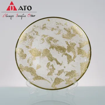 Elegent Gold Rim Plate Glass Charger Dinner Plate