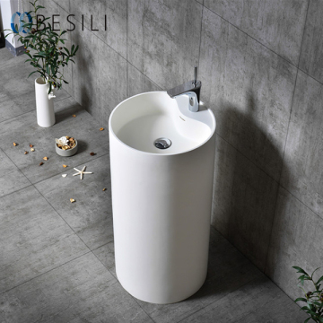 Modern White Artificial Stone Pedestal Sink Z15