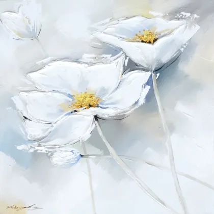 White Flower Handmade Oil Painting On Canvas