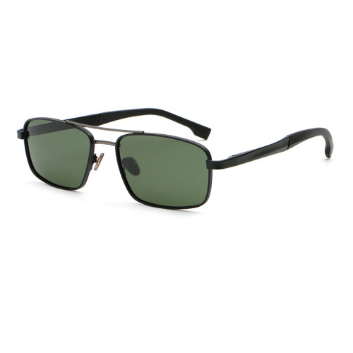 Double Bridge Rectangular Metal Pilot Sunglasses Men