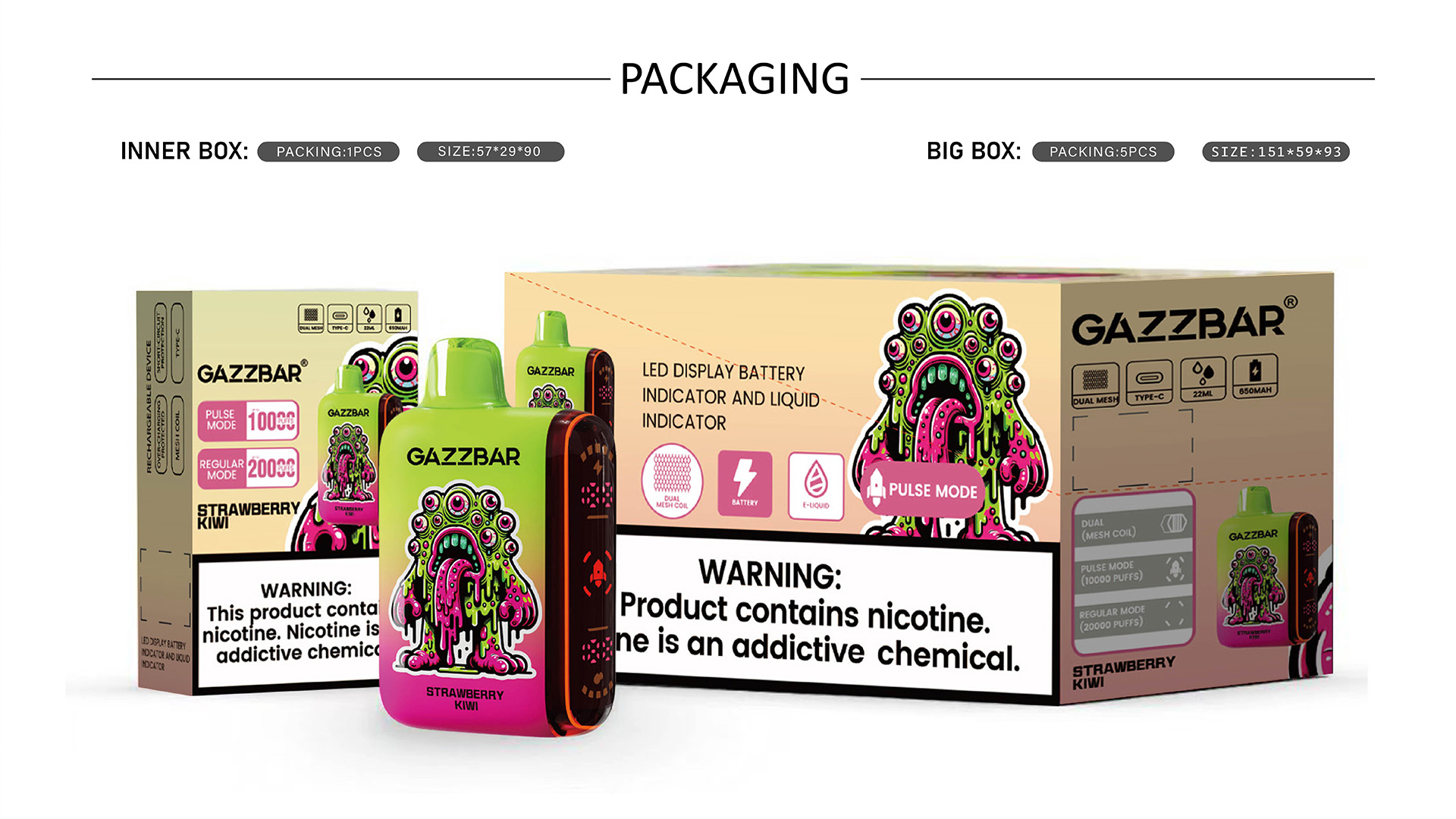 Gazzbar Rocket 20k Puffs Ex-Cigarettes