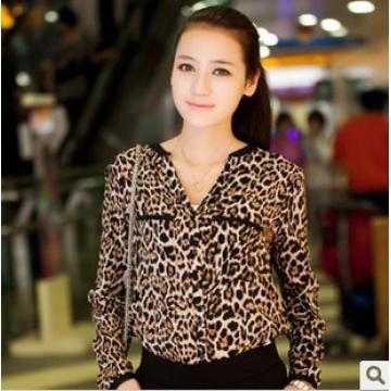 2013 New Fashion Women‘s Leopard Print Blouse O Neck T Shirts