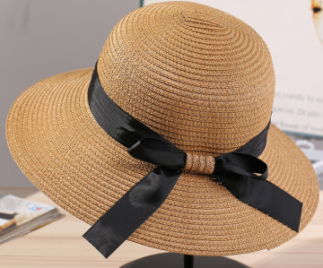 Big Brim Satin Butterfly Women Paper Straw Hat