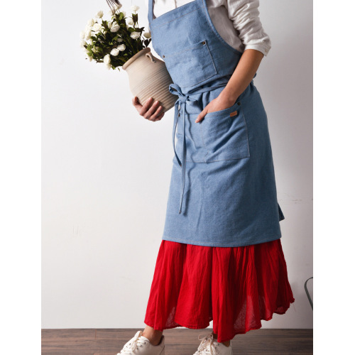 Nordic custom LOGO denim sleeveless neck apron