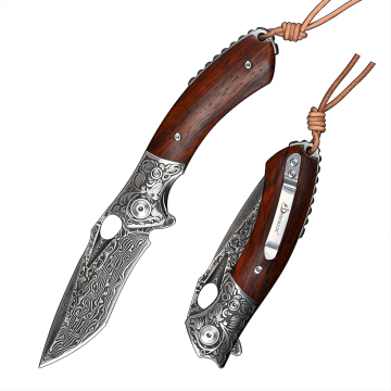 VG10 Damascus Steel Tactical Folding Knife for Outdoor Survival and EDC