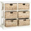 Clothes Wooden Cabinets 6 Wicker Basket Storage Chest