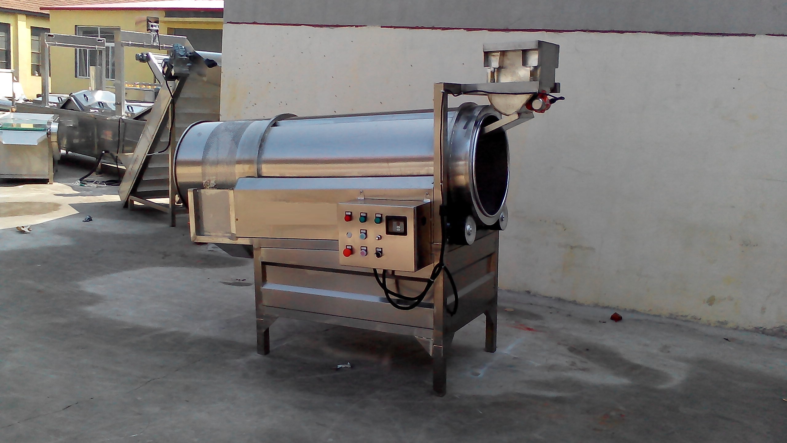 Continuous Stainless Steel Drum Seasoning Machine For Processing Potato ...