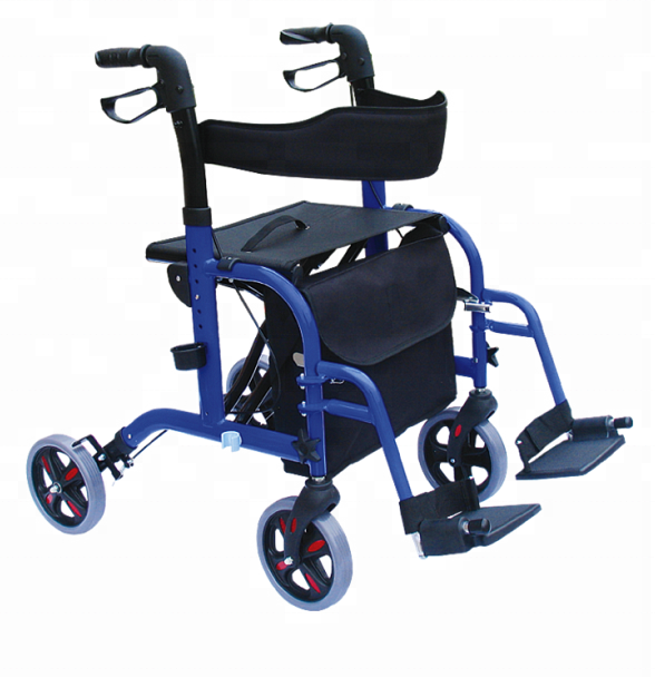 Medical Foldable Transport Rollator With Footrests