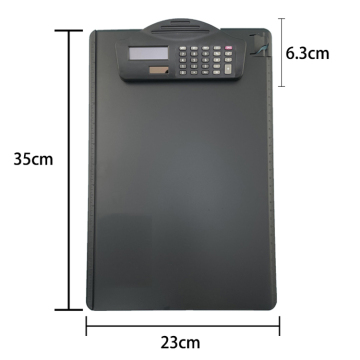 Solar Desktop A4 Size File Clip with Calculator - Slim Clipboard Organizer
