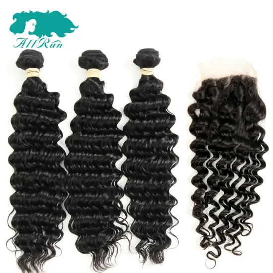 cheap 4*4 quality virgin peruvian human deep wave hair bundles