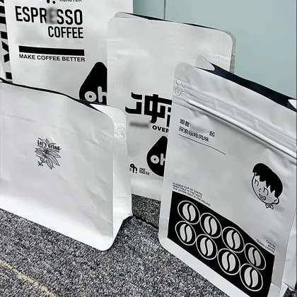 Kraft Coarse Grains Paper Bags with Window and Zipper for Various Food Storage