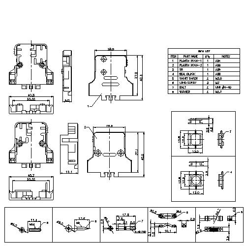 DBTS3-15XXX01 1 D-SUB HOODS NICKEL PLATING 90° & 180° 