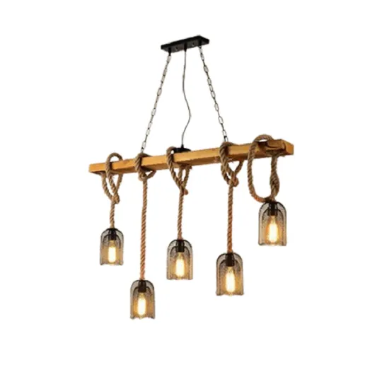 Retro Industrial Style Bar Restaurant: Creative Hemp Rope Chandelier