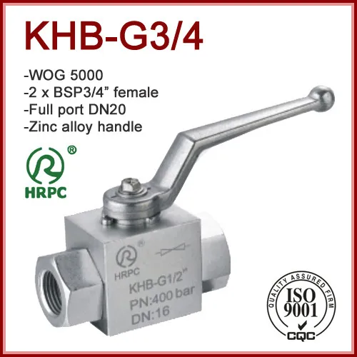 Hydraulic 2 Way Full Port Bsp 3/4" Dn20 Ball Valve Wog 5000 