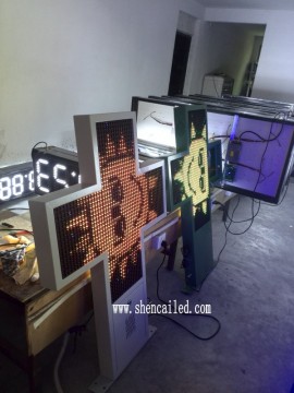 White iron box lighted outdoor crosses