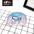 Cat style laser TPU make up coin purse