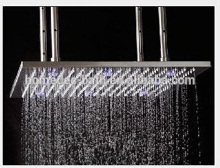 20 Inch Square Nickle Square LED Shower Head With Rainfall Water