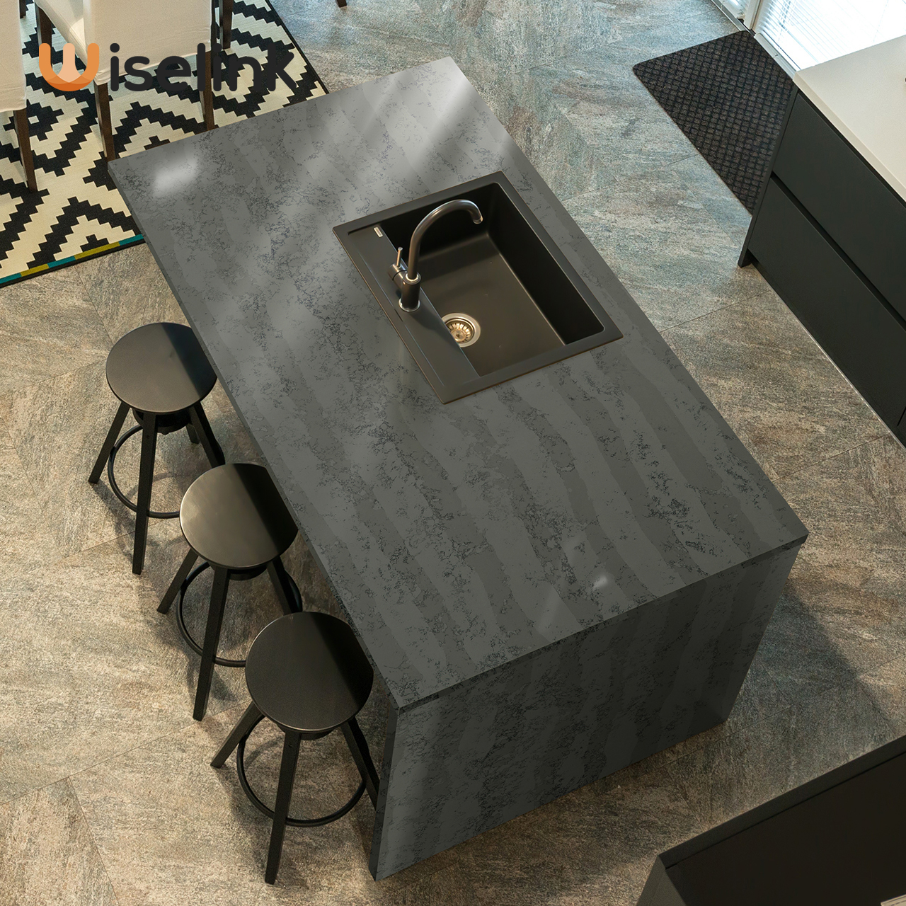black kitchen countertop