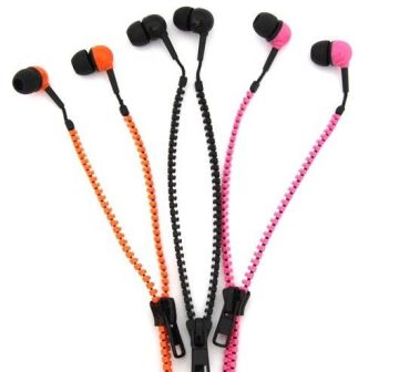 Good-looking Long Wired Earphones Zipper Colorful With Crystal Clear Sound For Mp3 / 4 Players