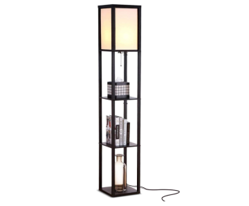 Modern LED Shelf Floor Lamp and Narrow Side Table Combo for Bedroom