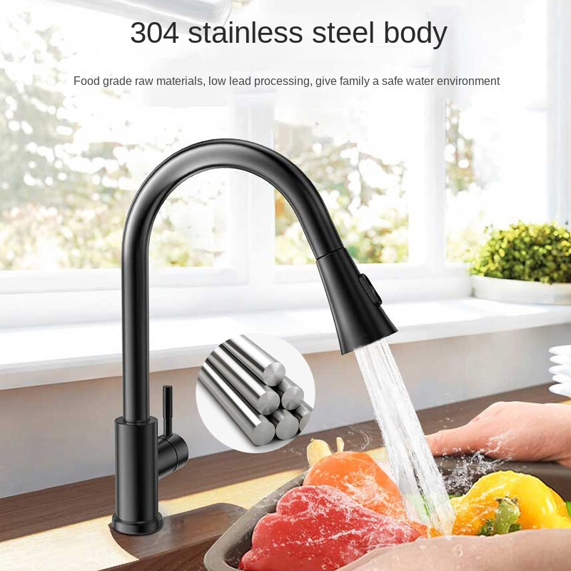 Ventes à chaud 304-Stainless Steel Tall Down Kitchen Faucet