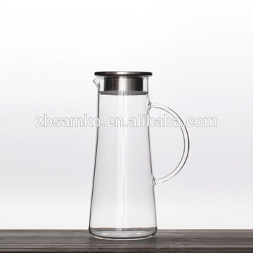 Handmade glass water jug with 304 stainless steel lid tableware