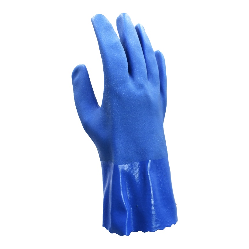 PVC Oil Resistant Work Gloves Knit Wrist