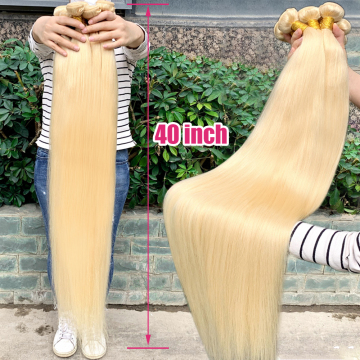 613 40 Inch Blonde Human Hair Bundles with Frontal - Virgin Remy Brazilian Extensions Vendor