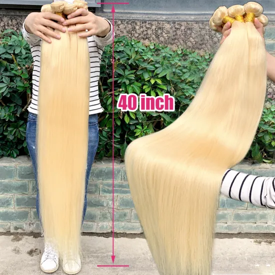 613 40 Inch Blonde Human Hair Bundles with Frontal - Virgin Remy Brazilian Extensions Vendor