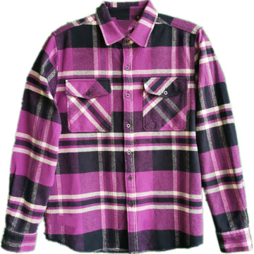 Men Casual Y/D Cotton Flannel Shirt