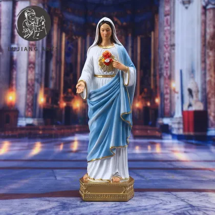 8-inch Catholic Immaculate Heart of Mary Statue: Resin Sculpture for Decoration and Religious Gift