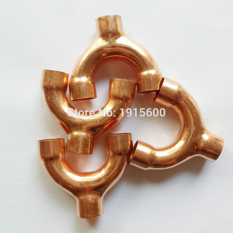 1/2 " 12.7mm Y Tee/Equal Tee 3 ways red copper brass fitting refrigeration parts air condition fittings pipe fitting