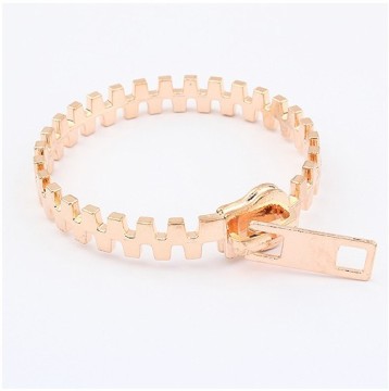 Gold plate metal zipper shape cute lovely bangle zinc alloy bracelet wholesale price