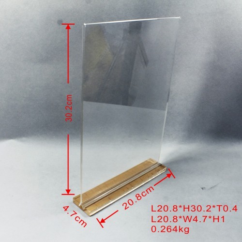 حامل توقيع A4 الاكريليك مع قاعدة الإدراج الاكريليك