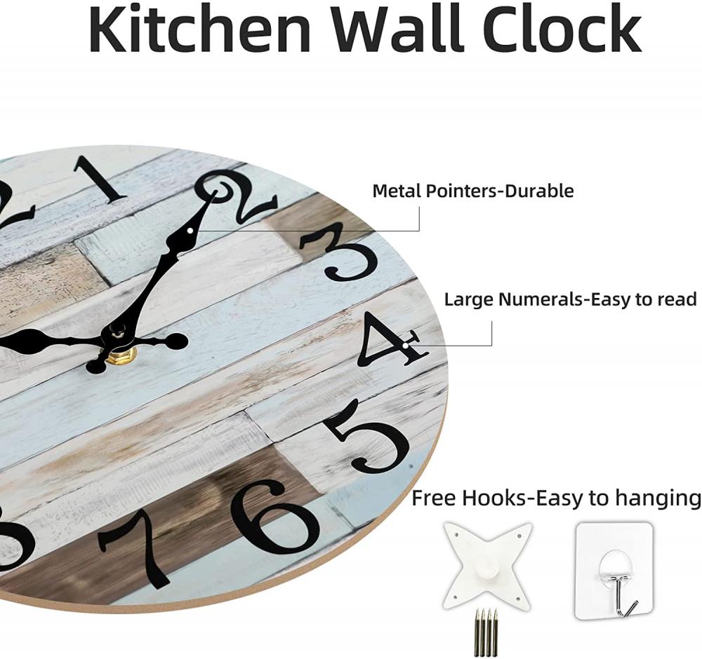 Relojes de pared de madera sin ticken de 10 pulgadas silenciosas