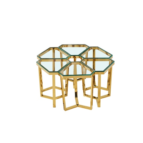 Mesas nido modulares hexagonales de vidrio (juego de 6)