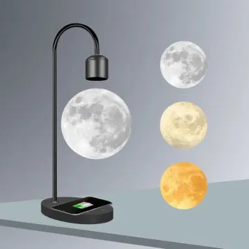 Elegante lámpara de escritorio de luz de luna con carga inalámbrica