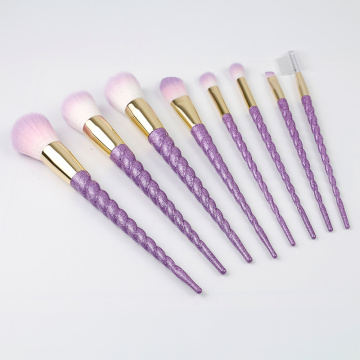 Жылтыр 8pcs Purple Макияж Щеткасы Жинағы