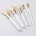 2021 Ketibaan Baru White Wood Handle Rich Hair Makeup Brush Set 5pcs Oem &amp; ODM