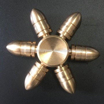 Processing gold copper three heads and six arms bullet fidget finger spinner