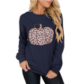 Halloween Leopard Print Pumpkin Graphic Sweatshirts
