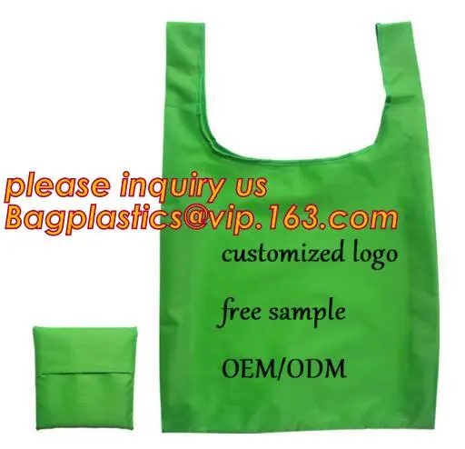 foldable polyster sublimation tote handled bag, 190T polyster bag, nylon polyster recycle foldable shopping bag