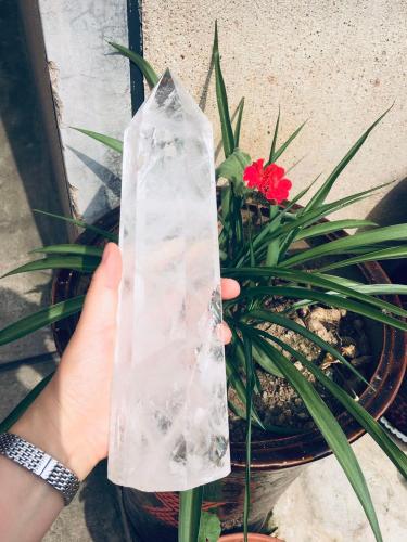 26cm big size crystal stone white clear quartz stones and crystals obelisk wand pointhealing home&office decor provide energy