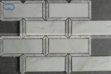 2017 China leverancier Foshan Langce White Carrara Stone Mozaïektegels voor keukenbadkamer en balkonwanddecoratie JS8805
