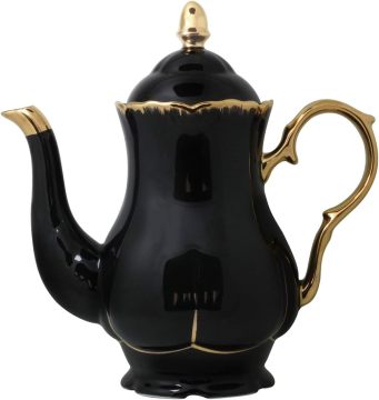 Elegant Gold Trim Ceramic Tea Pot - Large Capacity Gift for Tea Lovers