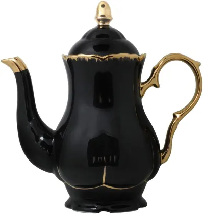 Elegant Gold Trim Ceramic Tea Pot - Large Capacity Gift for Tea Lovers